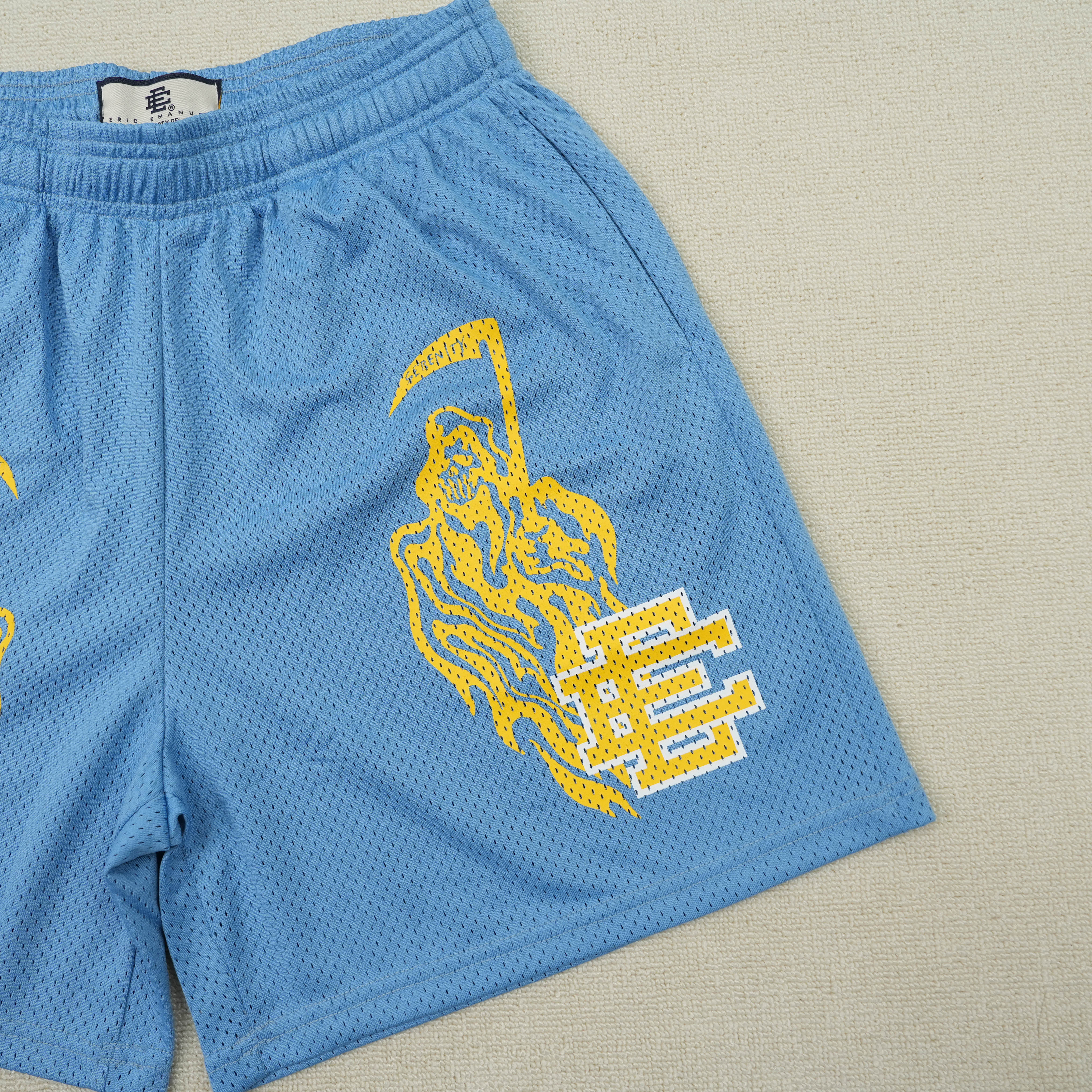 EM Sneakers Eric Emanuel x Warren Lotas Shorts Carolina Blue/Yellow