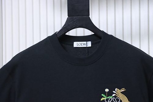 EM Sneakers Loewe Rabbit Embroidery T-Shirt Black