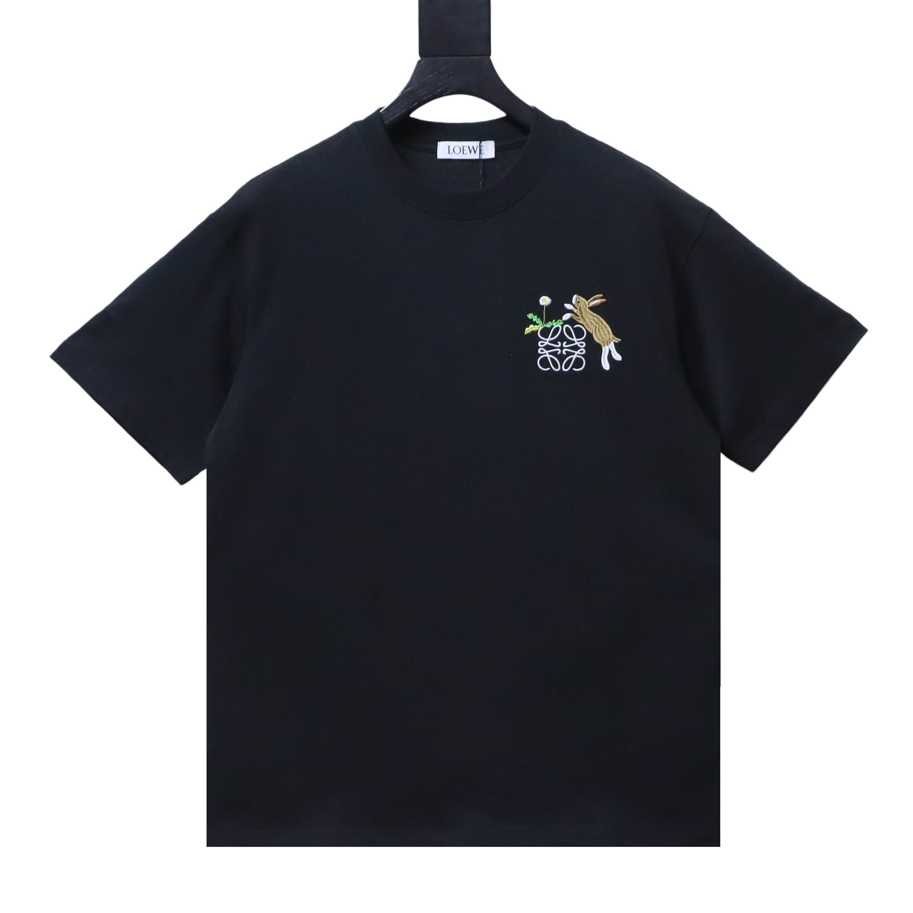 EM Sneakers Loewe Rabbit Embroidery T-Shirt Black