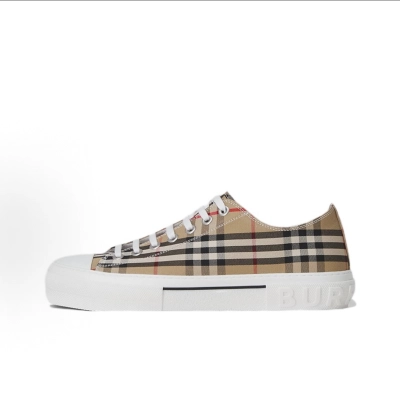 Burberry Check Cotton Low Top Fashion Sneakers Archive Beige 01