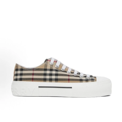 Burberry Check Cotton Low Top Fashion Sneakers Archive Beige 02
