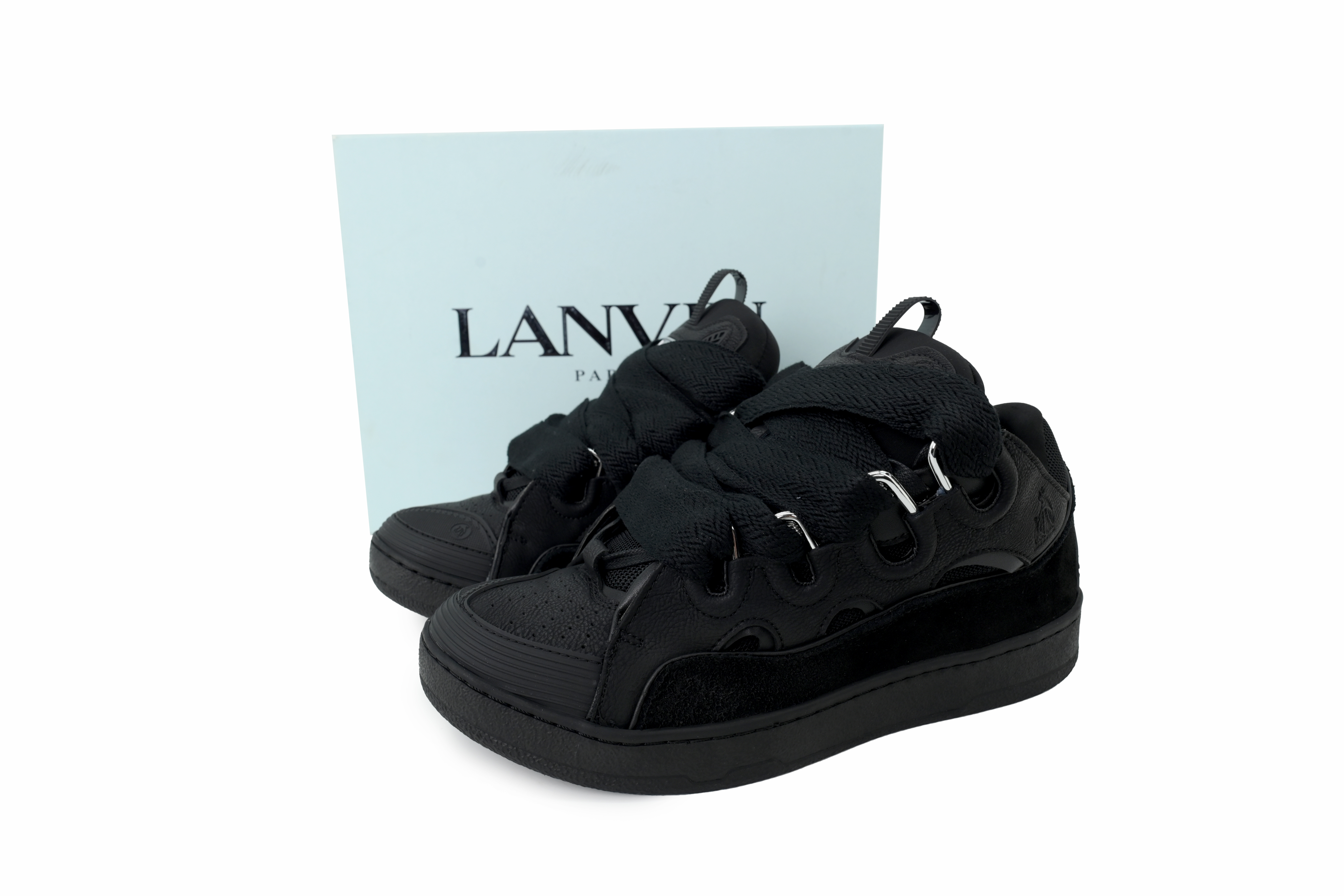 EM Sneakers Lanvin Leather Curb All-Black