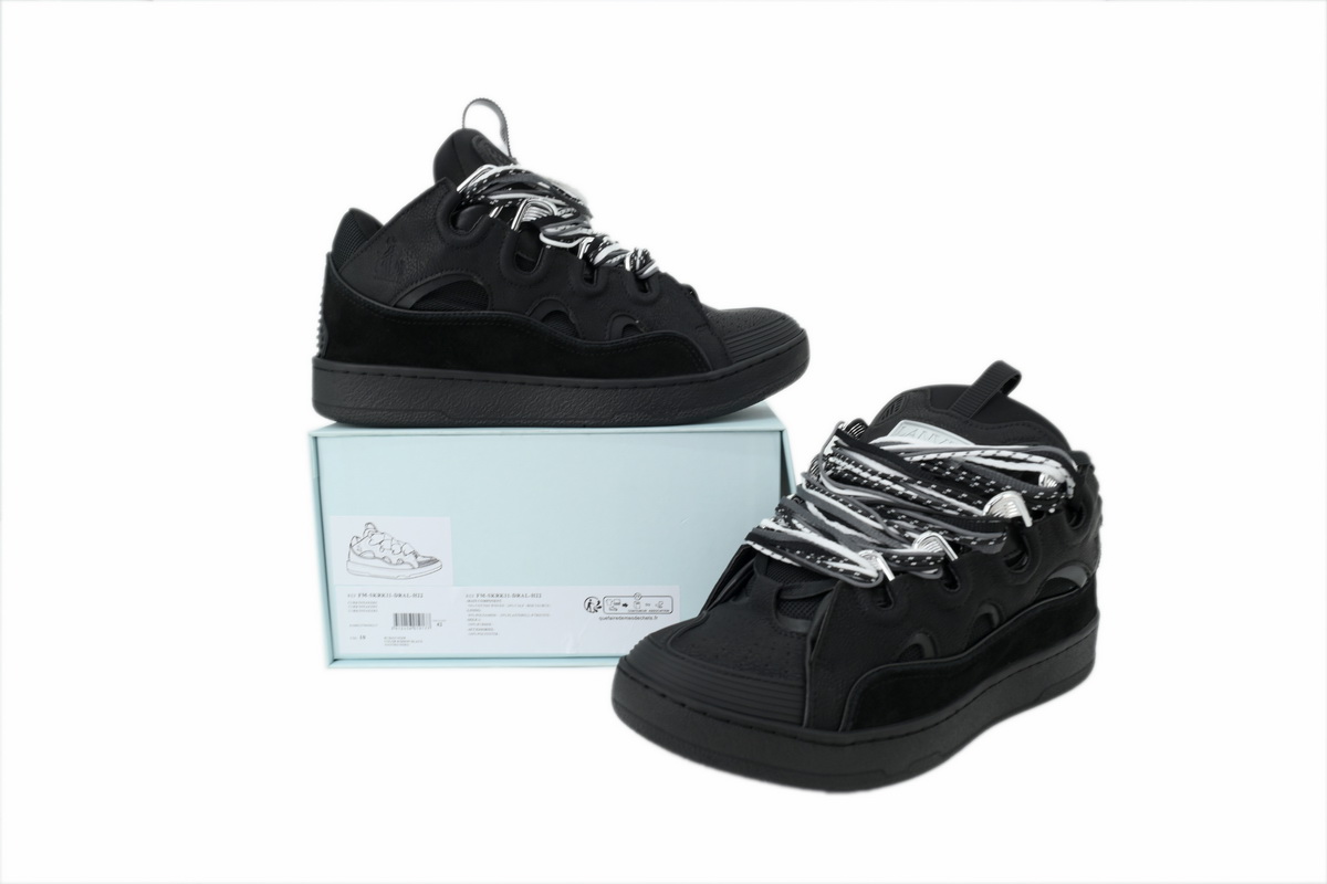 EM Sneakers Lanvin Leather Curb Black Ribbon