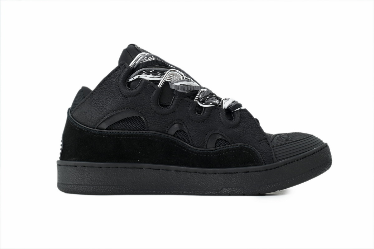 EM Sneakers Lanvin Leather Curb Black Ribbon