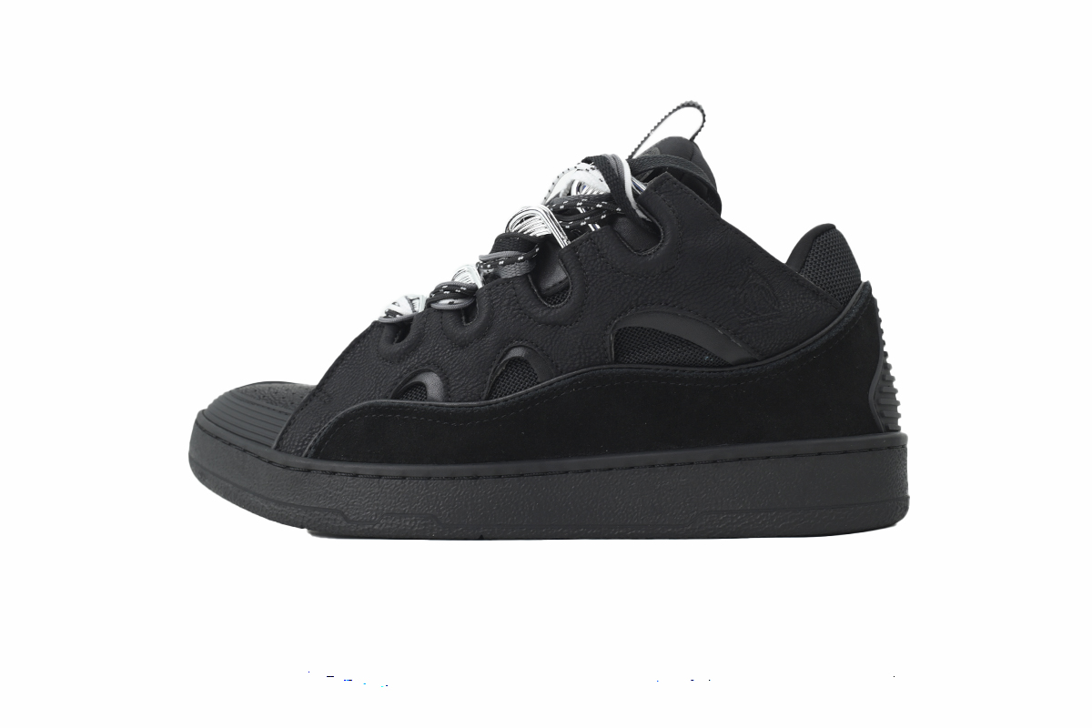 EM Sneakers Lanvin Leather Curb Black Ribbon
