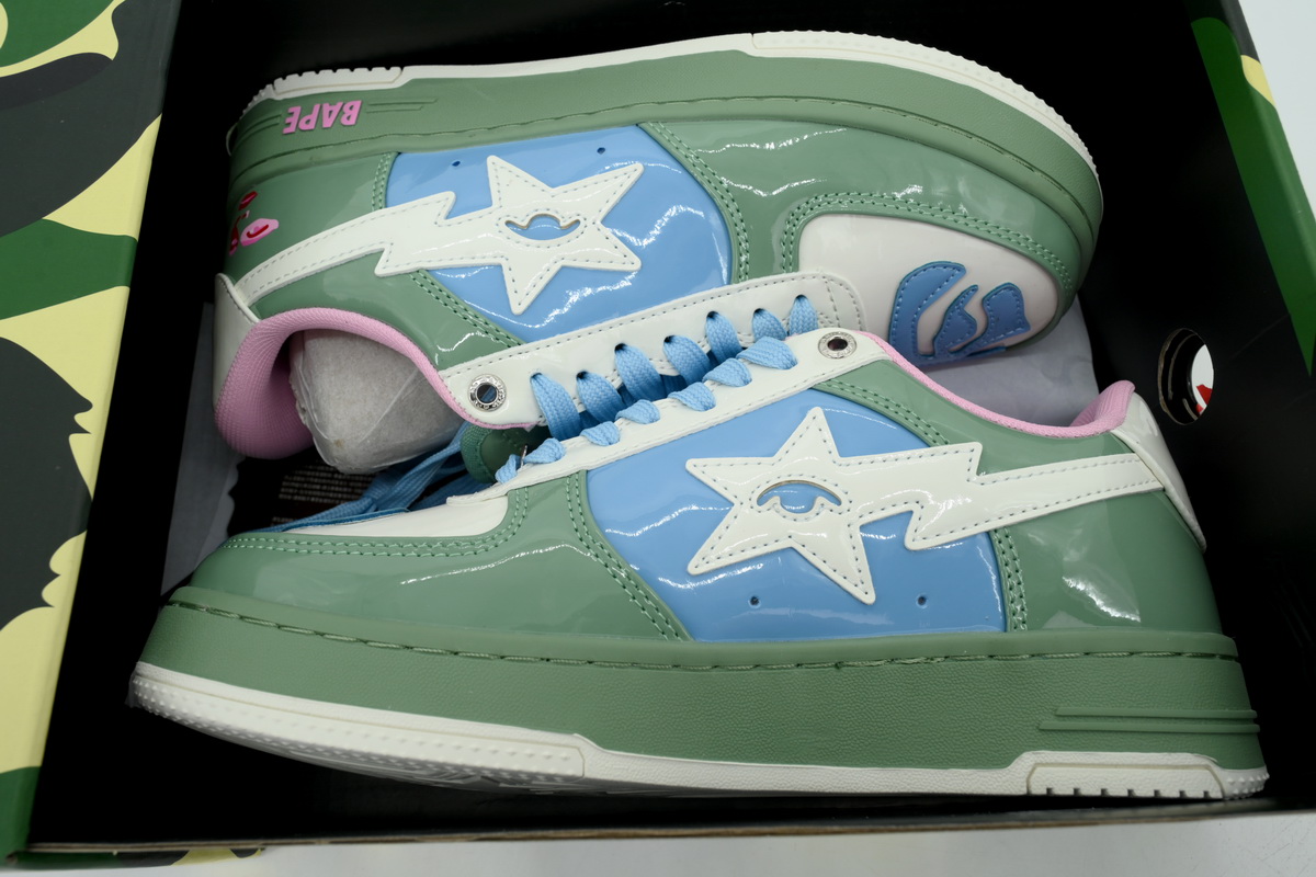 EM Sneakers A Bathing Ape Bape Beige Green