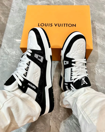 EM Sneakers Louis Vuitton Trainer Black and White Cloth Cover review Aimili Viop