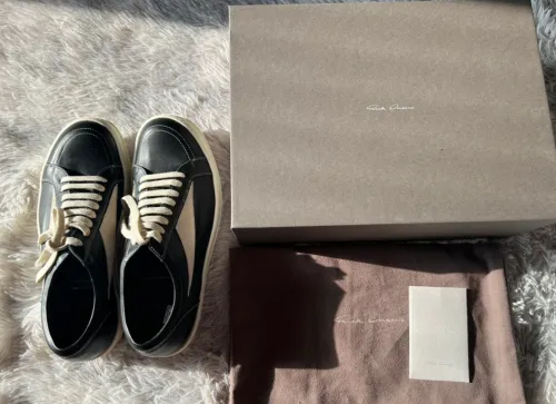 EMSneakers Rick Owens EDFU Vintage Sneaks Leather Black Milk White review 