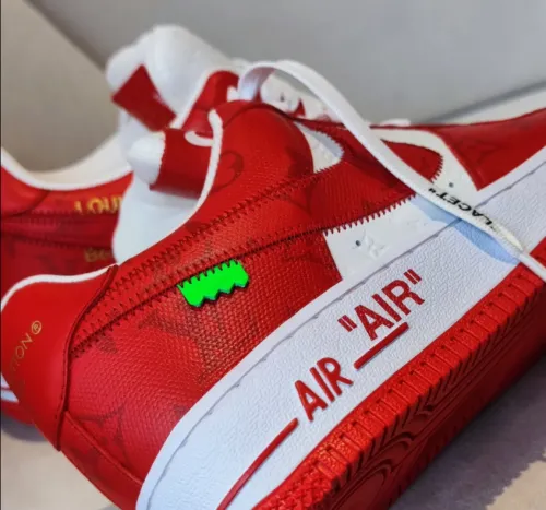 EM Sneakers Louis Vuitton x Nike Air Force 1 White Red review 