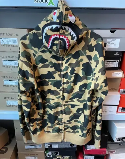 EM Sneakers BAPE 1st Camo Shark Full Zip Hoodie Yellow review llag