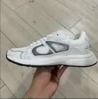 EM Sneakers Dior B30 White Mesh Silver-Tone Metallic Calfskin  review 0