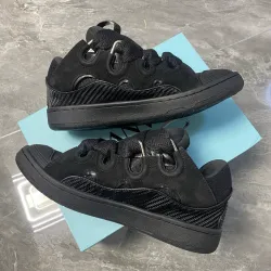EM Sneakers Lanvin Leather Curb Black Black review Tocarra Riddick