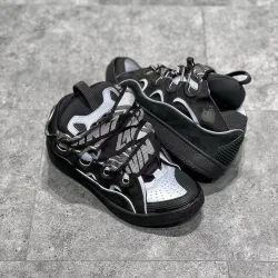EM Sneakers Lanvin Leather Curb Black Grey review Jdjdndbdn Bssjnsdns