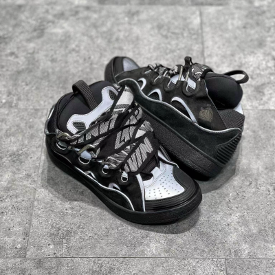 EM Sneakers Lanvin Leather Curb Black Grey review Jdjdndbdn Bssjnsdns
