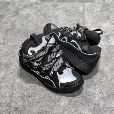 EM Sneakers Lanvin Leather Curb Black Grey review Jdjdndbdn Bssjnsdns