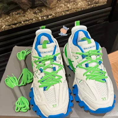 EM Sneakers  Balenciaga Track Sneaker Green White and Blue (Without LED) review Semareon Banks
