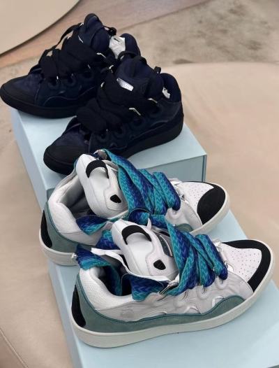 EM Sneakers Lanvin Leather Curb White Blue review anjelvis rosario