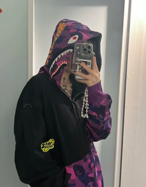 EM Sneakers BAPE Color Camo Shark Full Zip Hoodie (FW23) Purple review 