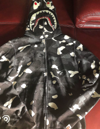 EM Sneakers BAPE Shark Head Tiger Head Zipper Luminous Camouflage Double Hooded Hoodie Dark Gray review 0