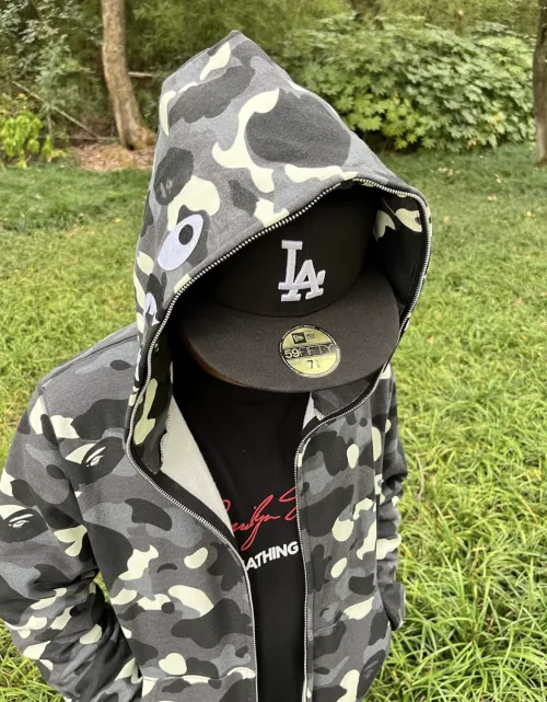 EM Sneakers BAPE Shark Head Tiger Head Zipper Luminous Camouflage Double Hooded Hoodie Dark Gray review Maria Lopez
