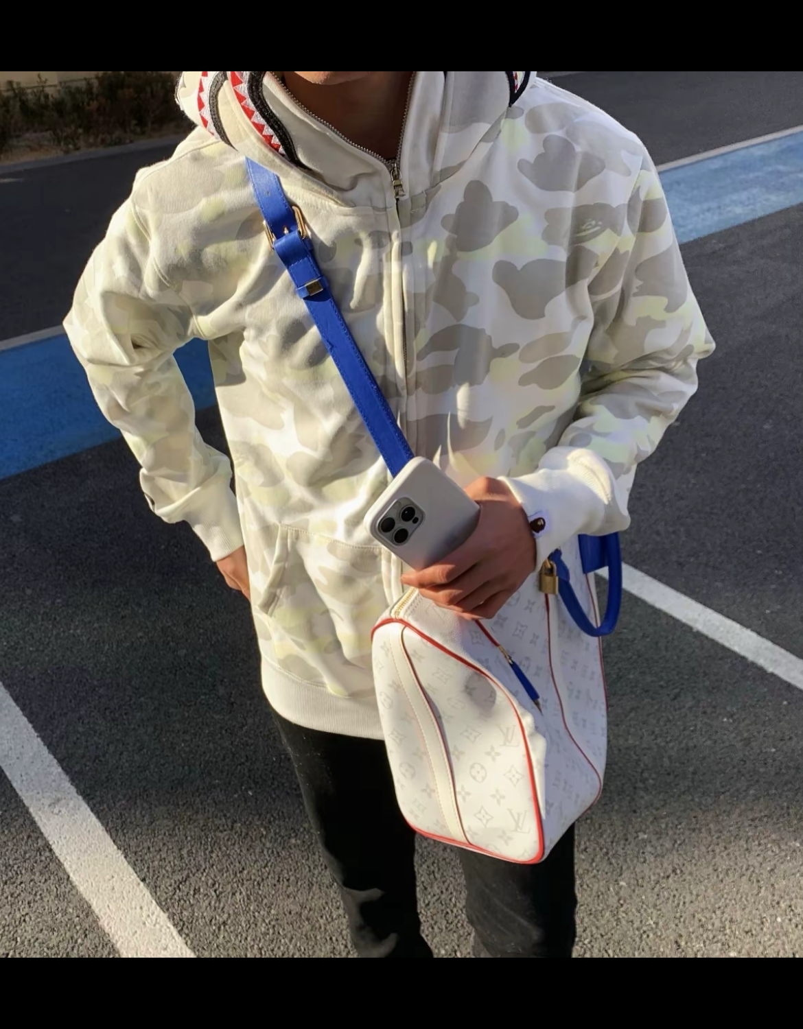 EM Sneakers BAPE Shark Head Tiger Head Zipper Luminous Camouflage Double Hooded Hoodie Gray and White review Arlene Tedford