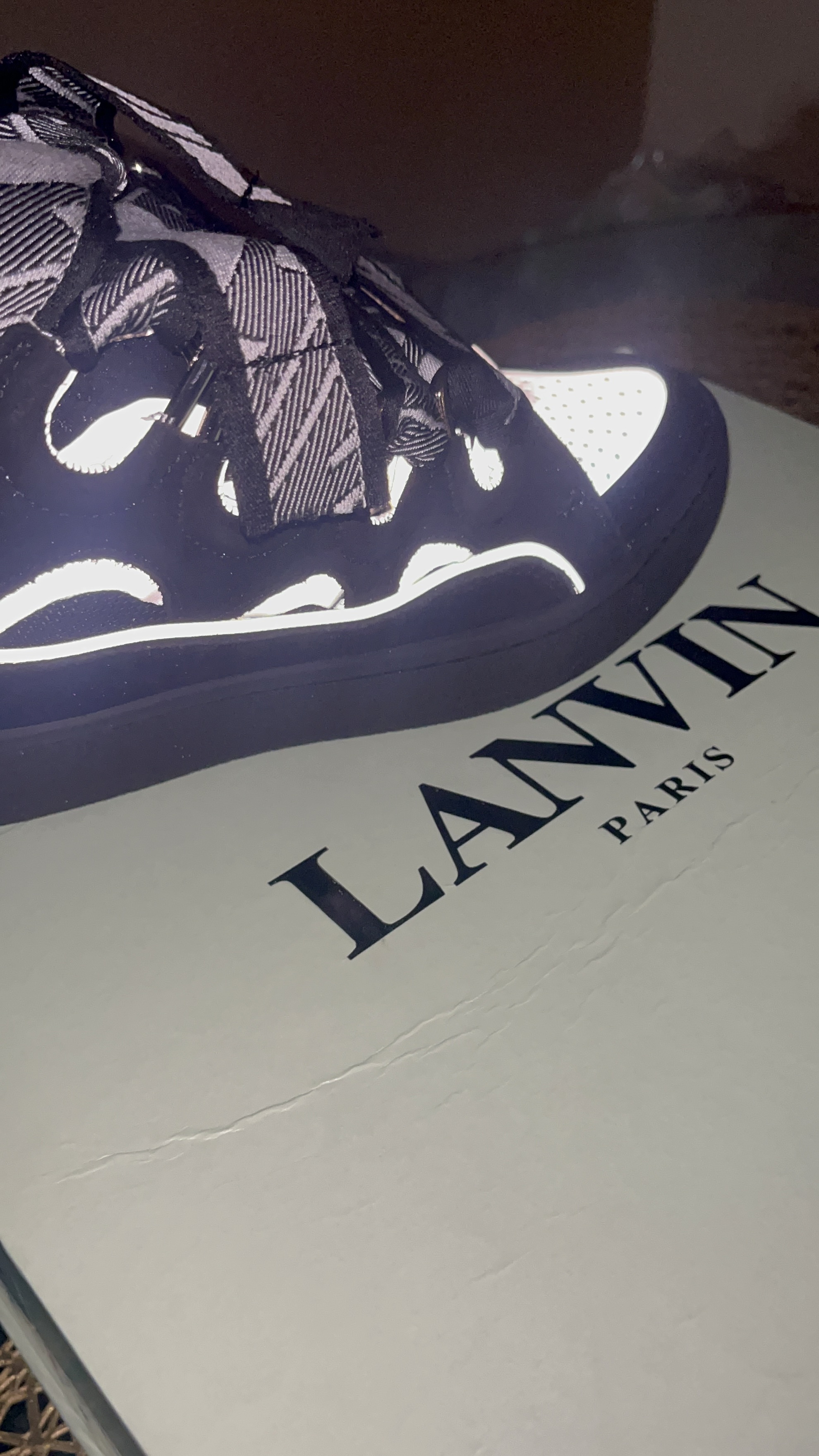 EM Sneakers Lanvin Leather Curb Black Grey review Z 01