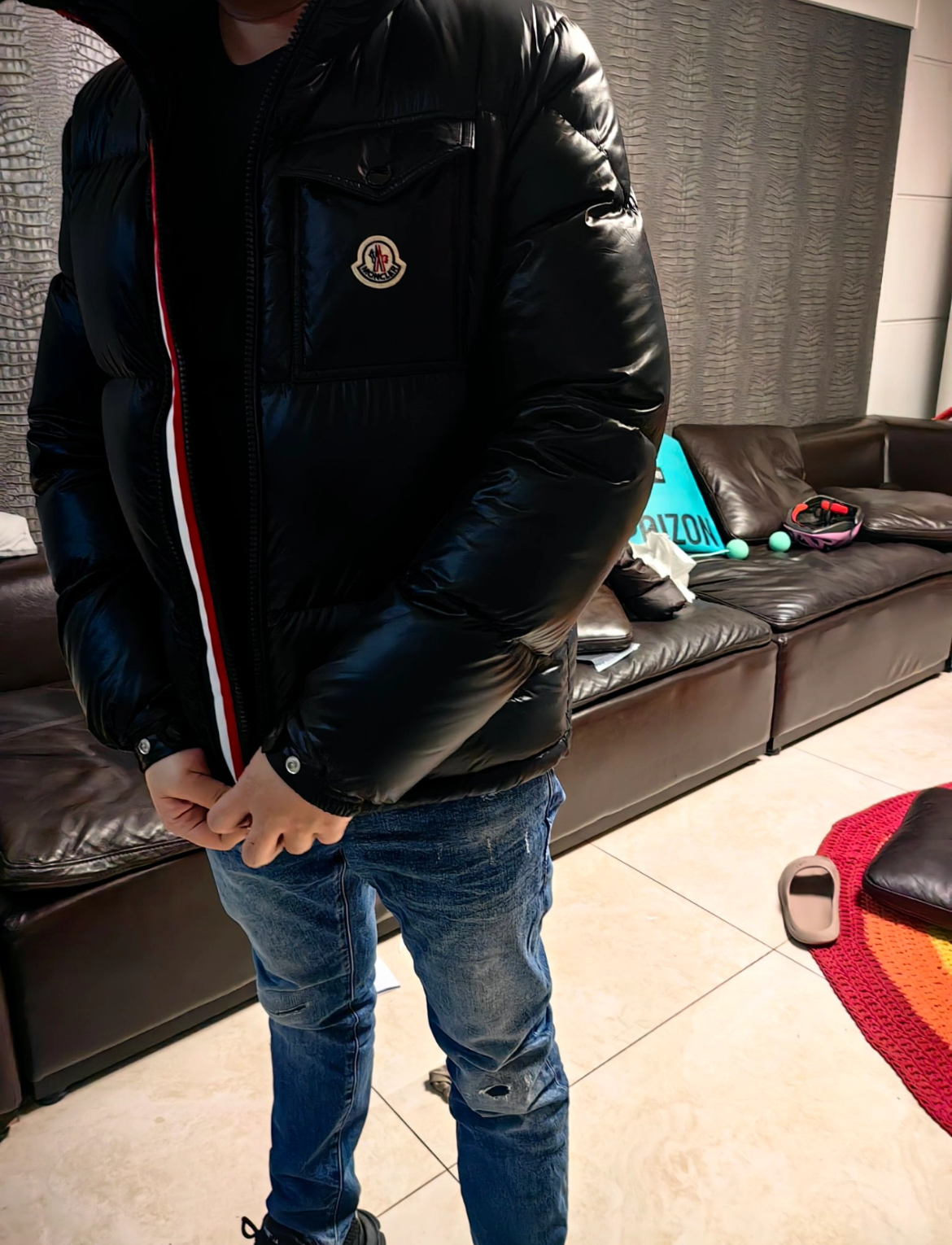 EM Sneakers Moncler Tricolor Web Down Jacket Black review 0