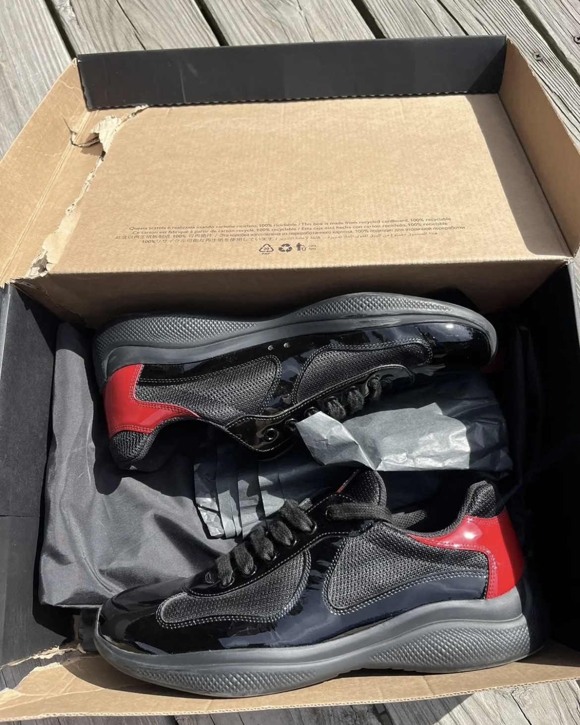 EM Sneakers Prada America's Cup Anthracite Red review 0