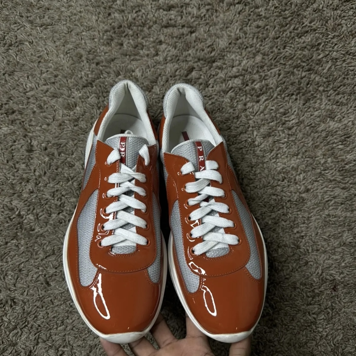 EM Sneakers Prada America's Cup Pumpkin and Silver review 0