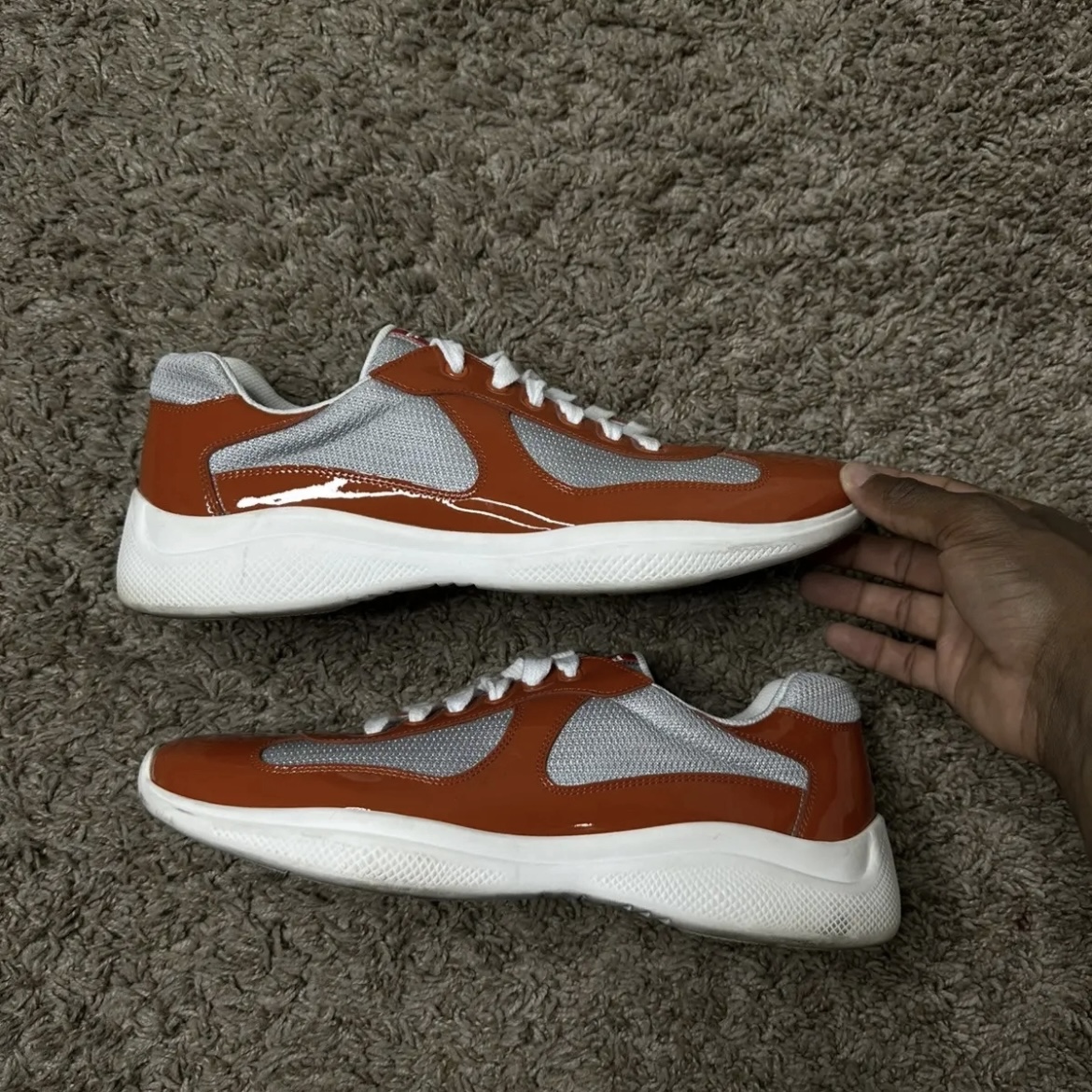 EM Sneakers Prada America's Cup Pumpkin and Silver review 1
