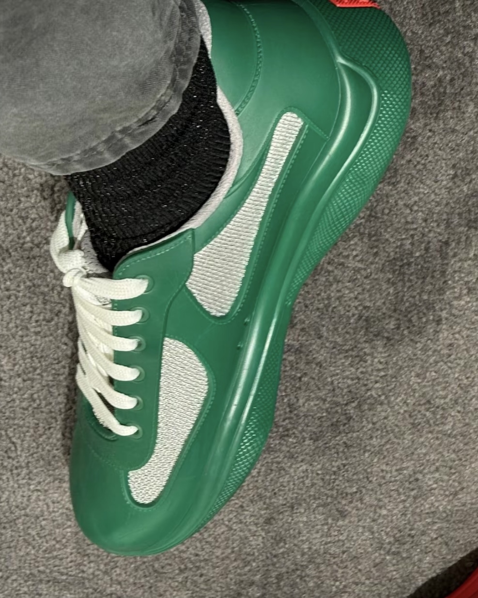 EM Sneakers Prada America's Cup Silver Green review Tamareon strong