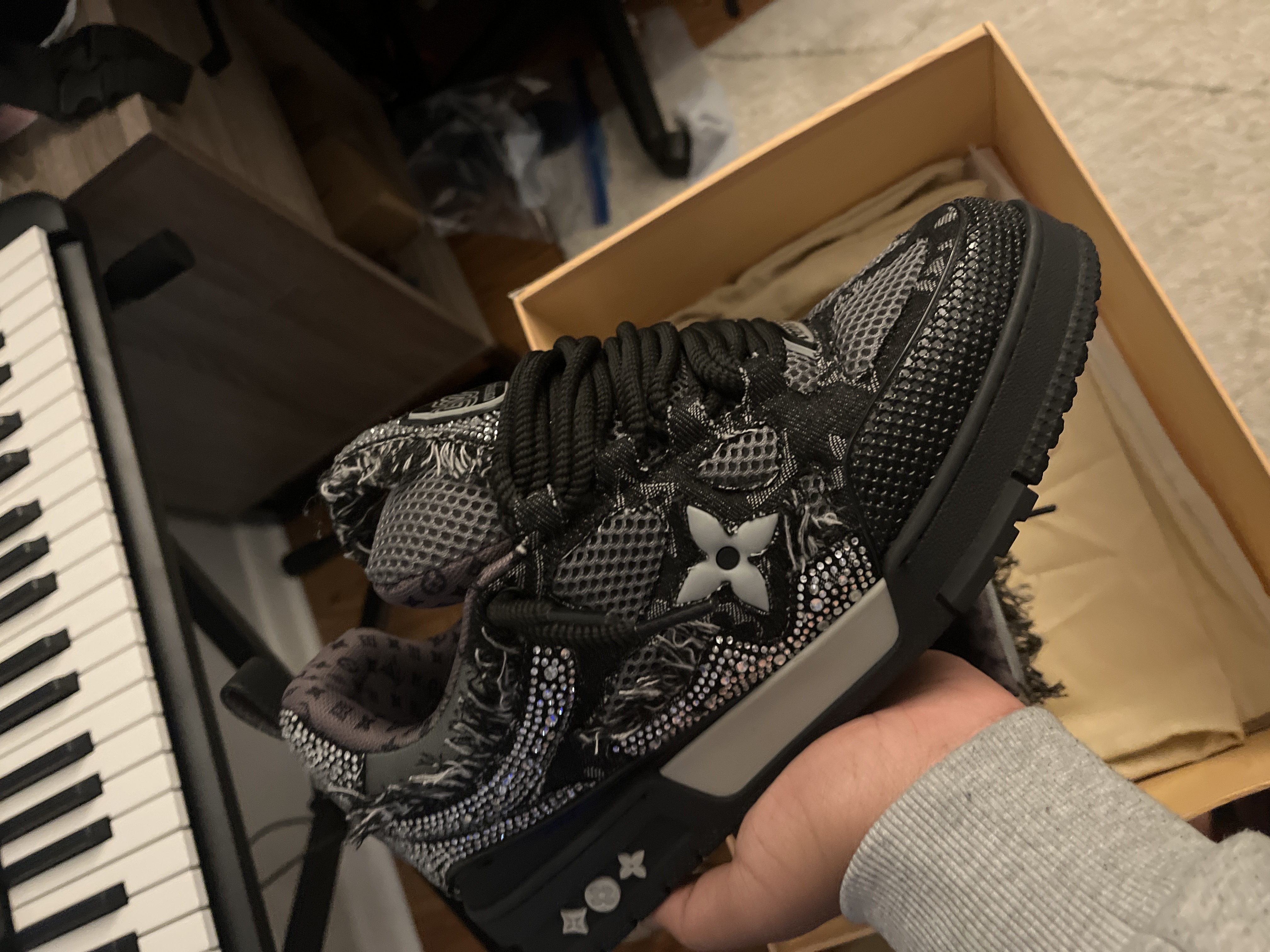 EM Sneakers Louis Vuitton LV Skate Sneaker Black Swarovski Monogran review 1