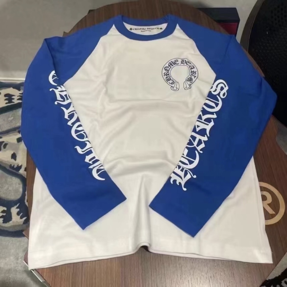EM Sneakers Chrome Hearts Sanskrit Blue White Long Sleeve review Milana Bernstein