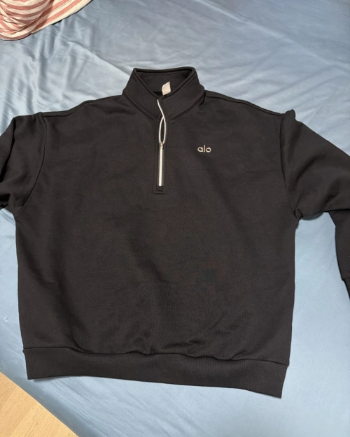 EM Sneakers Alo Yoga Accolade 1/4 Zip Pullover Black #K503 reviewed by