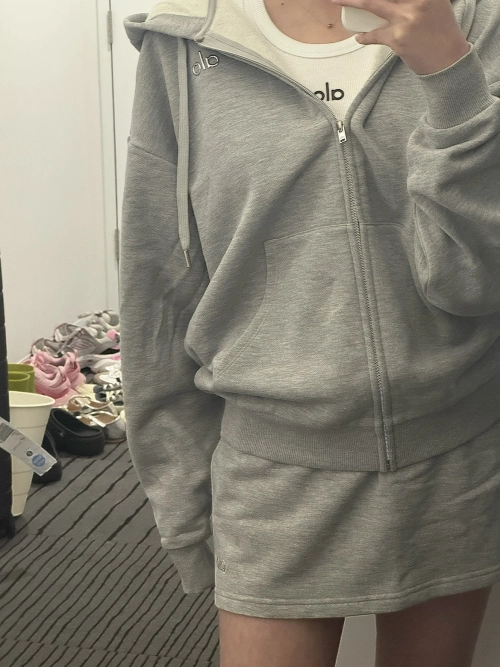 EM Sneakers Alo Yoga Accolade Full Zip Hoodie Athletic Heather Grey #K521 reviewed by