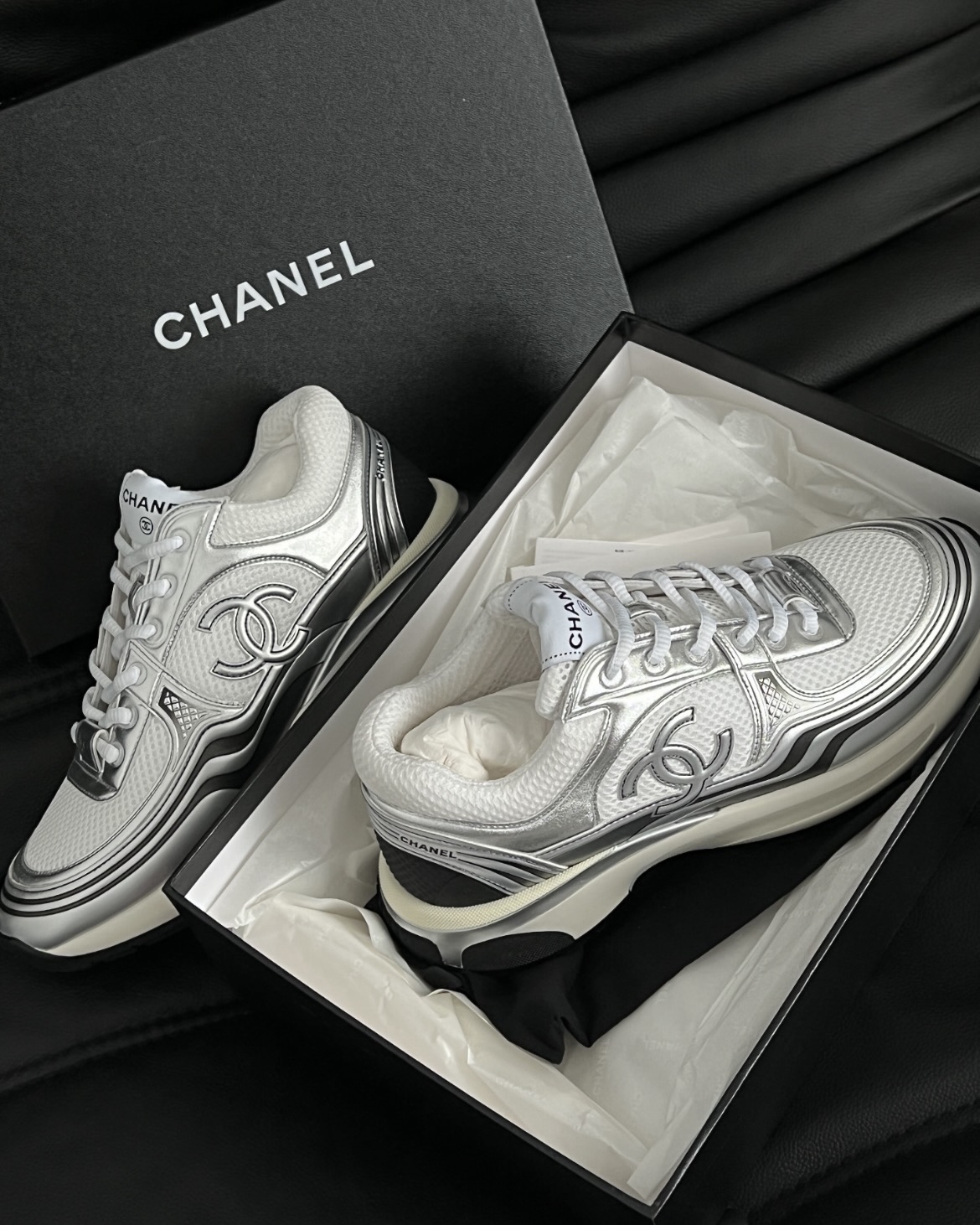 EM Sneakers Chanel Low Top Trainer Silver Black review Jeremiah Carothers