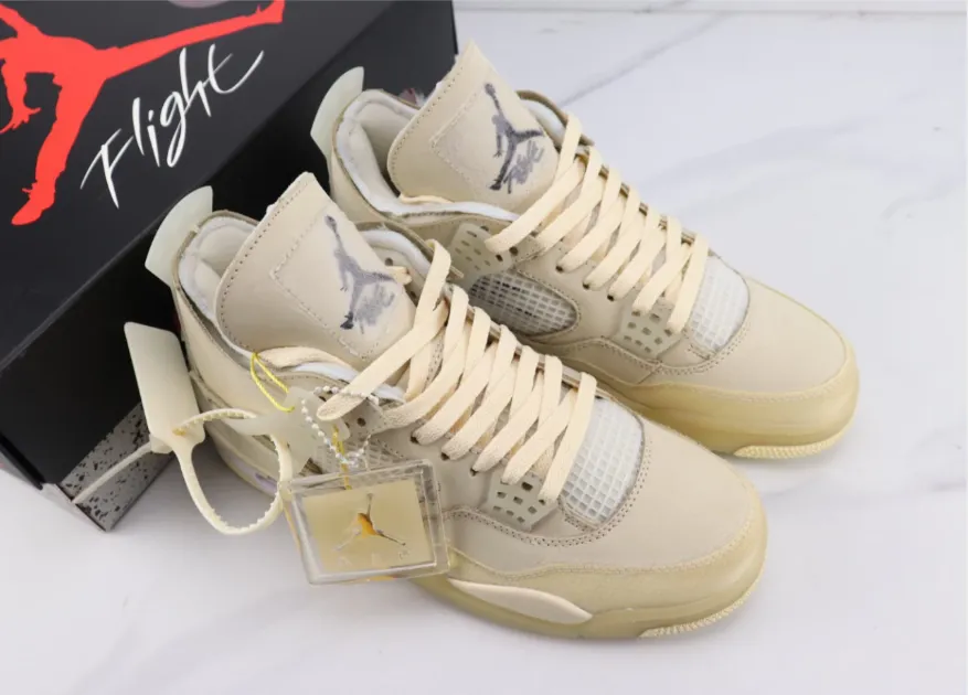 EM Sneakers provides 1:1 replica sneakers. EM Sneakers reps Jordan 4 Retro Off-White Sail are of great quality and easy to match.