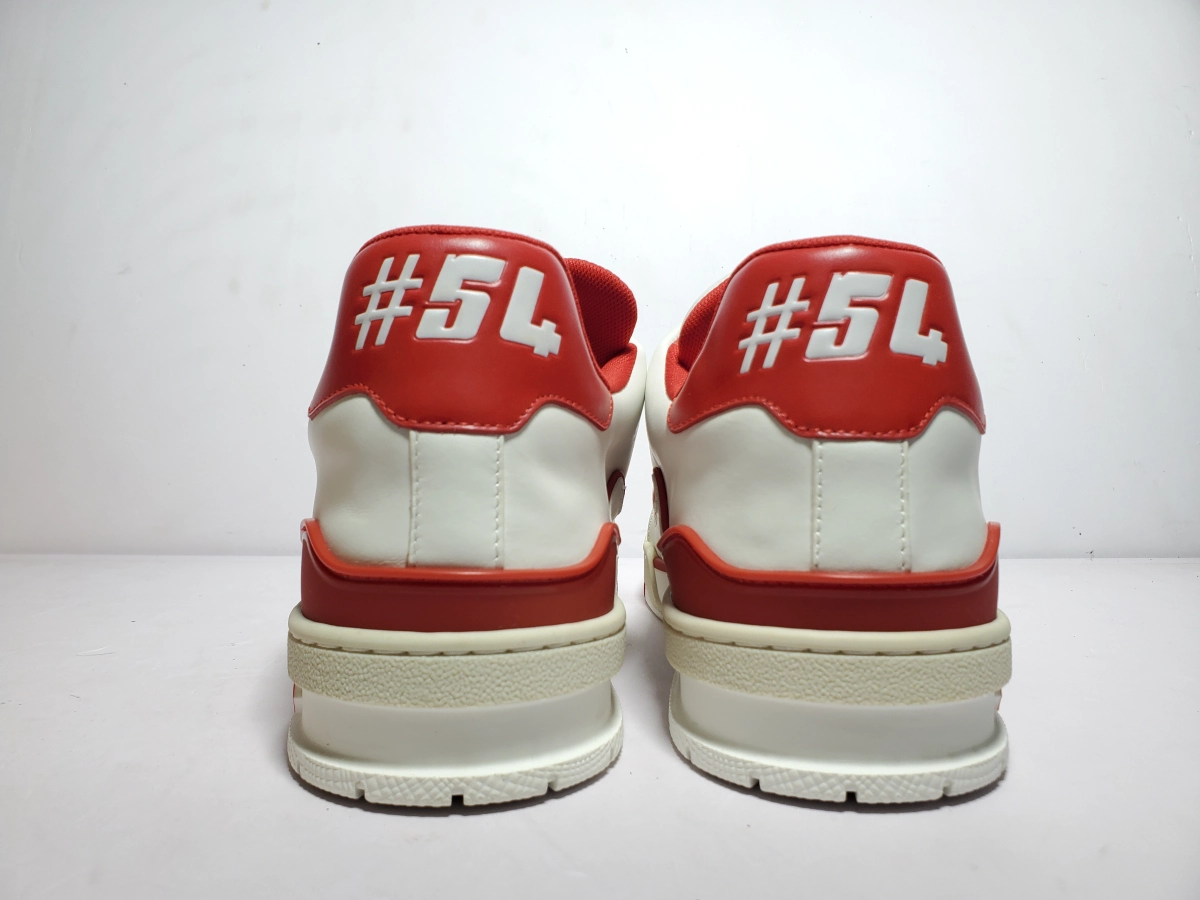 EM Sneakers QC pictures| Louis Vuitton Trainer All Blue White Red Lychee Pattern