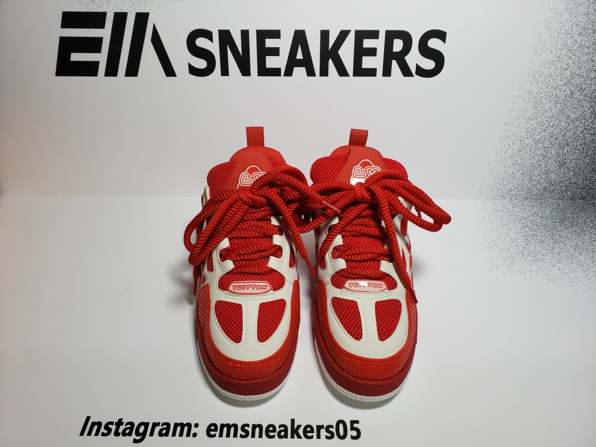 EM Sneakers QC pictures| Louis Vuitton LV Skate Sneaker Red White