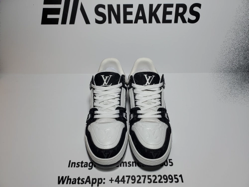 EM Sneakers QC pictures| EM Sneakers Louis Vuitton Trainer Black and White Cloth Cover