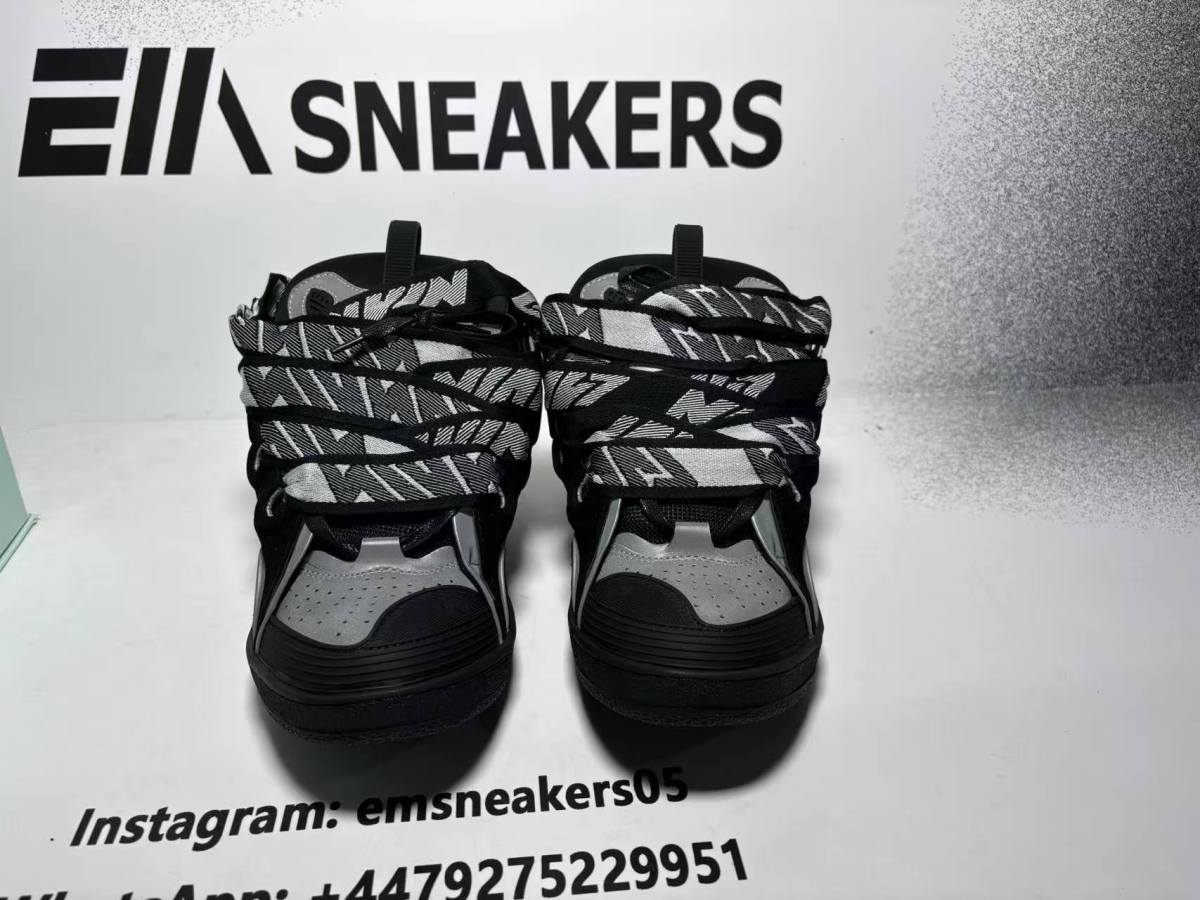 EM Sneakers QC | EM Sneakers Lanvin Leather Curb Black Grey