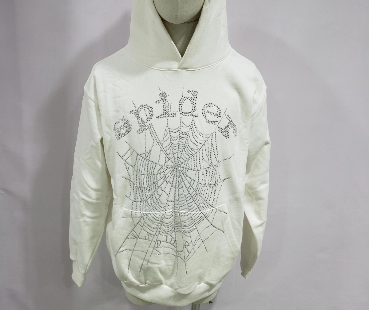 EM Sneakers QC | EM Sneakers Sp5der OG Rhinestone Logo Hoodie White