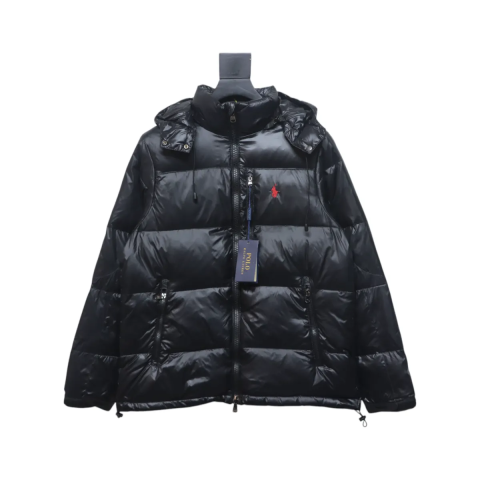 EM Sneakers QC | EM Sneakers Ralph Lauren Pony-embroidered Hooded Puffer Jacket Black