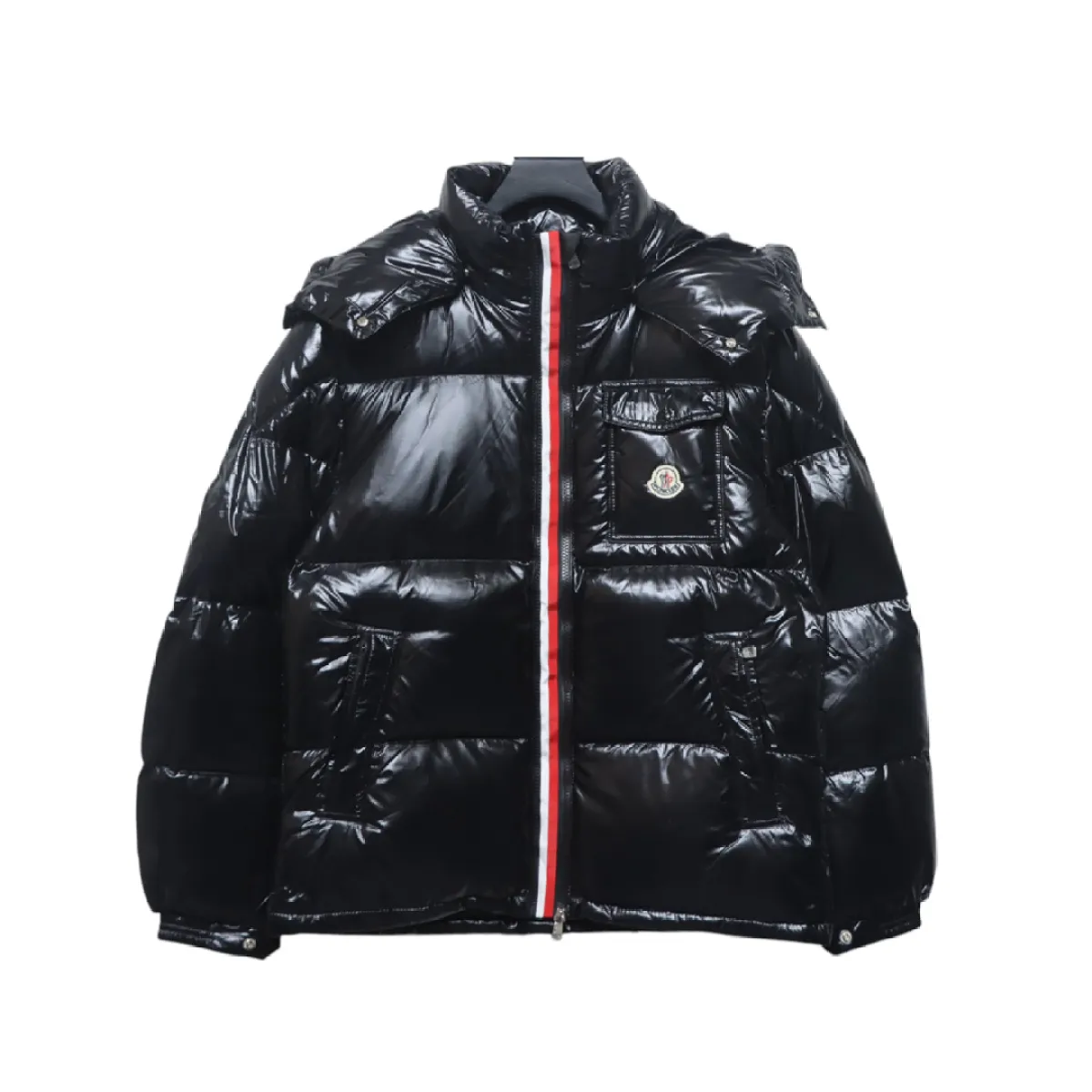 EM Sneakers QC |  EM Sneakers Moncler Tricolor Web Down Jacket Black