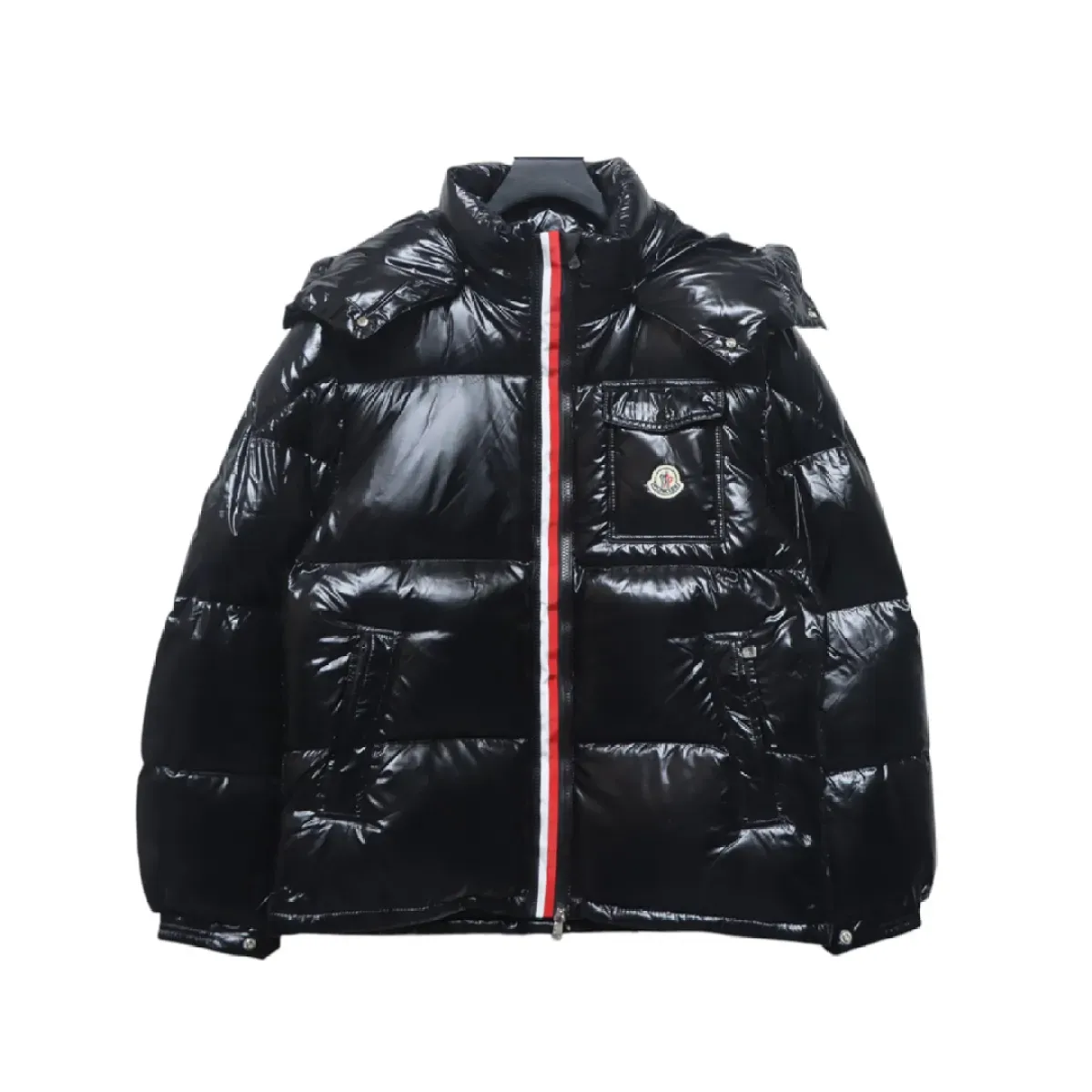 EM Sneakers QC |  EM Sneakers Moncler Tricolor Web Down Jacket Black