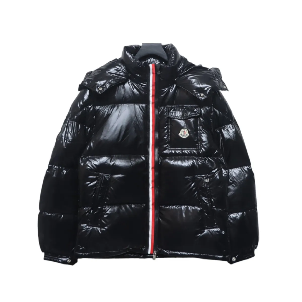 EM Sneakers QC |  EM Sneakers Moncler Tricolor Web Down Jacket Black