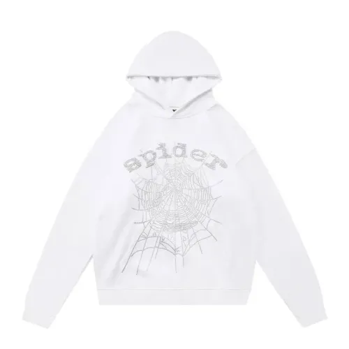 EM Sneakers QC | Sp5der OG Rhinestone Logo Hoodie White