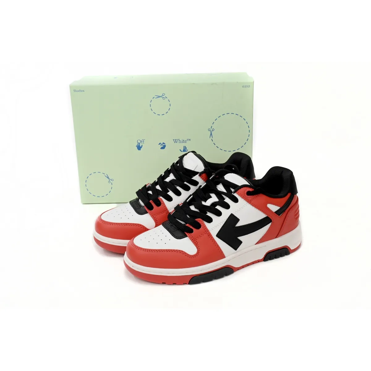 EM Sneakers QC | OFF-WHITE Out Of Office OOO Low Tops Black White Red