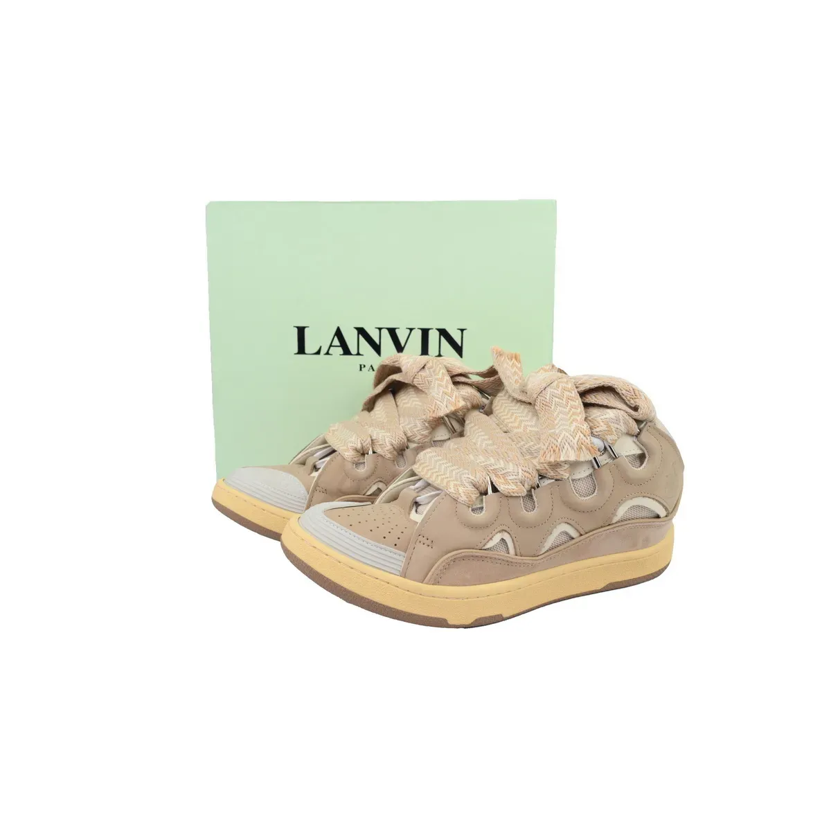 EM Sneakers QC | Lanvin Leather Curb White Brown