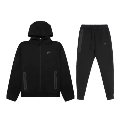 EM Sneakers QC | Nike Sportswear Tech Fleece Full-Zip Hoodie & Joggers Set Dark Heather Black